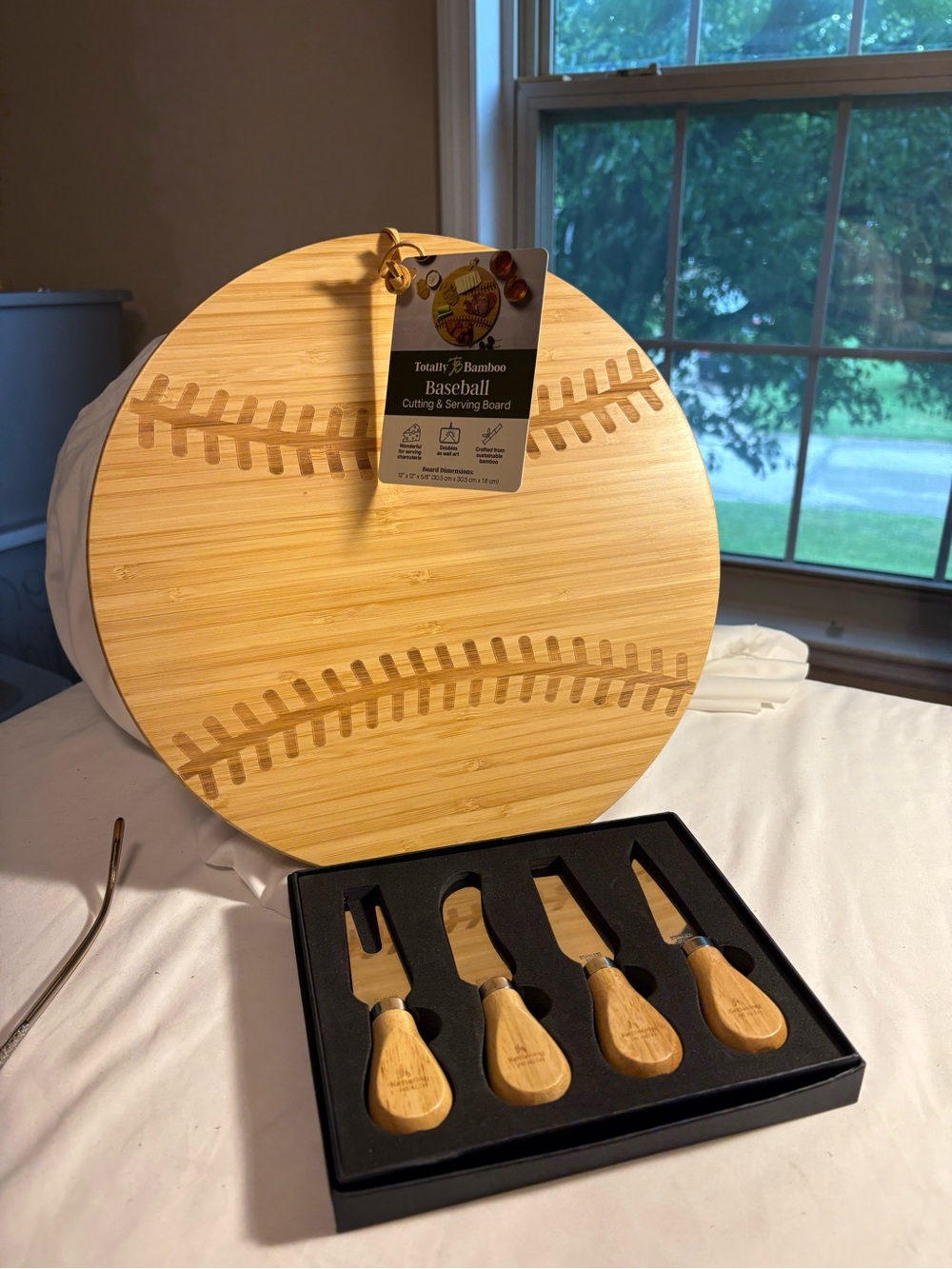 Totally Bamboo Baseball Serving & Cheese Knife Set - Natural Bamboo